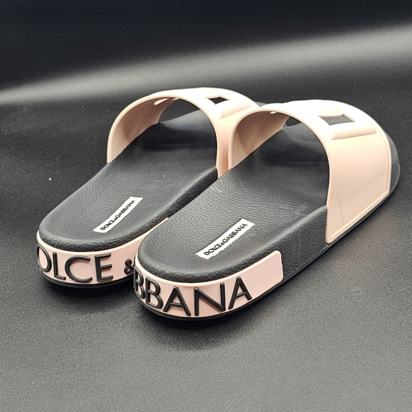 Dolce & Gabbana Pale Pink DG Logo Rubber Slide Sandal 39 - Picture 4 of 9